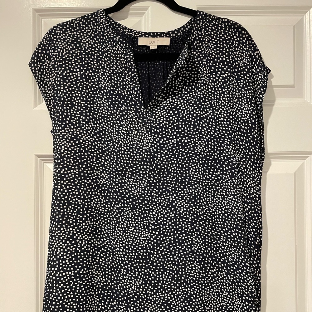 Navy blue with white dots. Great for work or running errands.